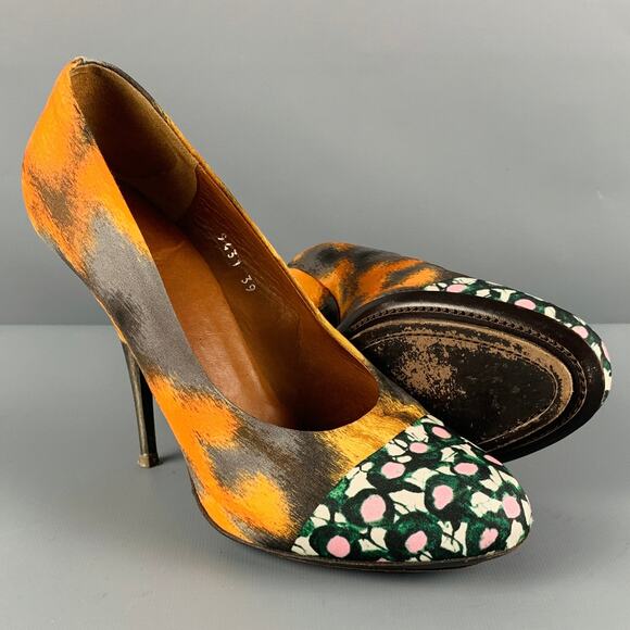 DRIES VAN NOTEN Size 9 Multi Color Silk Mixed Pattern Pumps - Picture 5 of 8